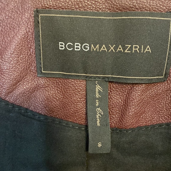 New Bcbg Maxazria burgundy moto biker leather jacket Blake - Picture 6 of 16